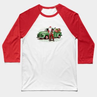 Guitar Santa Claus with Rat Rod Chevy Truck full of Presents Baseball T-Shirt